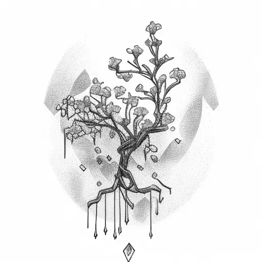Quartz with bougainvillea  tattoo design idea