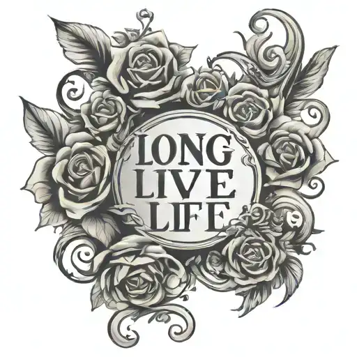 Phrase "long live life" tattoo design idea
