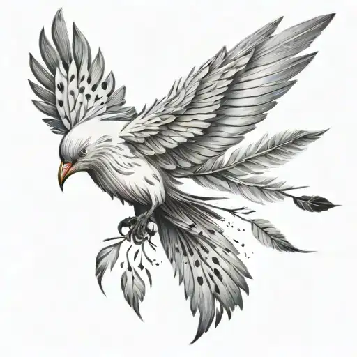 white bird freedom feathers falling tattoo design idea