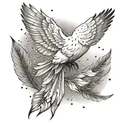 white bird freedom feathers falling tattoo design idea