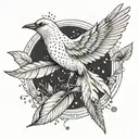 white bird freedom feathers falling tattoo design idea