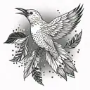 white bird freedom feathers falling tattoo design idea
