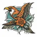 bird and freedom with feathers falling tattoo design idea