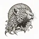 sun and leopard tattoo design idea