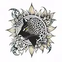 sun and leopard tattoo design idea