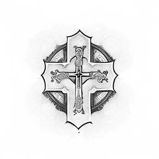 orthodox cross, at the end of cross saying православна tattoo design idea