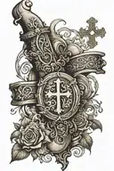 Make a forearm tattoo wtih a scroll and a cross with psalm 139 7-10 on the scroll tattoo design idea