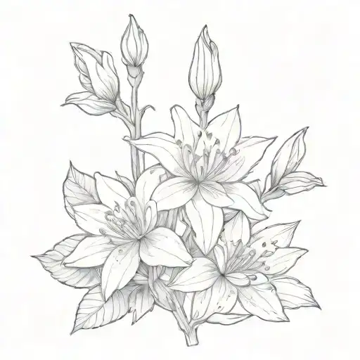 honeysuckle, rose, water lily, holly, gladiolus flower tattoo design idea