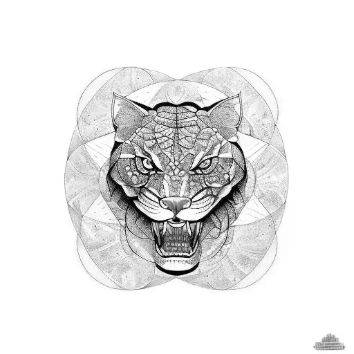 figuras geométricas mandalas y pantera  tattoo design idea