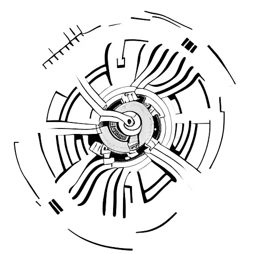 A minimalist tattoo of a car tire with rap lyrics written along the treads, showcasing your love for both cars and rap. tattoo design idea