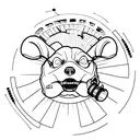 A minimalist tattoo of a car tire with rap lyrics written along the treads, showcasing your love for both cars and rap. tattoo design idea