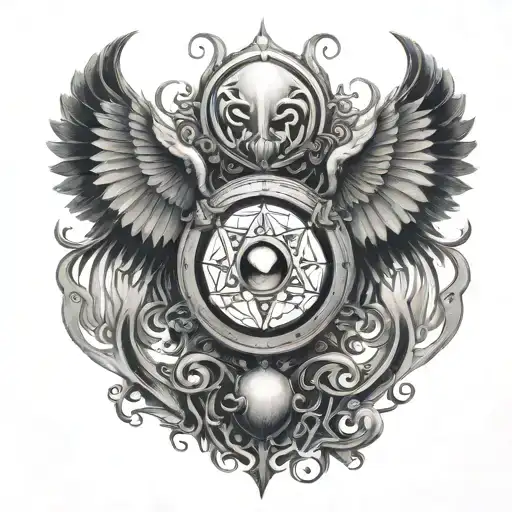ophanim without wings tattoo design idea