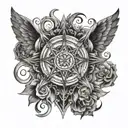 ophanim without wings tattoo design idea