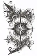 compass design combining music notes tattoo design idea