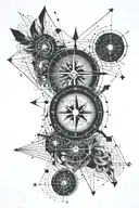 compass design combining music notes tattoo design idea