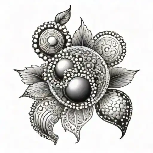 pearls and patter black to white tattoo design idea