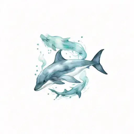 Marine animal with otter, whale shark, manta ray, dolphin, orca, jellyfish  tattoo design idea