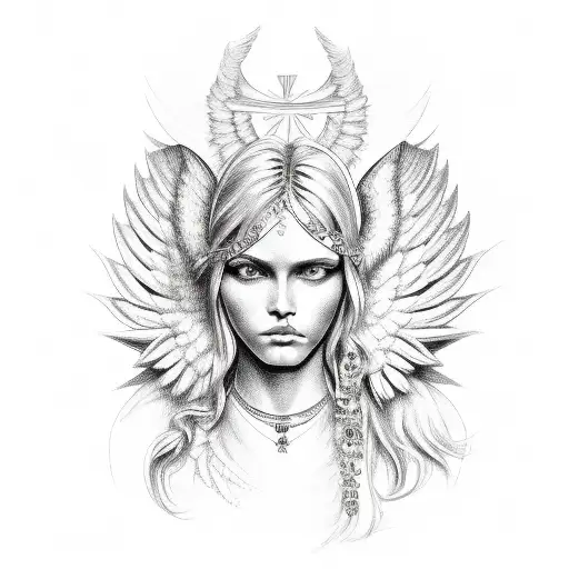 versace angel  tattoo design idea