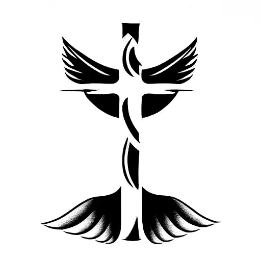 Christian Cross with wings tattoo design idea