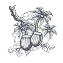 palm tree coconuts hanging tattoo design idea