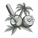 palm tree coconuts hanging tattoo design idea