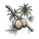 palm tree coconuts hanging tattoo design idea