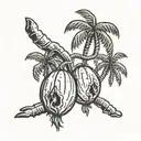 palm tree coconuts hanging tattoo design idea