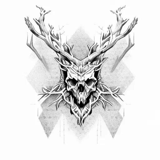 leshen Wood skull tattoo design idea