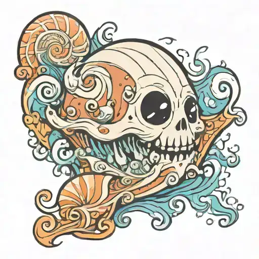 pale ghost in the sea shell tattoo design idea