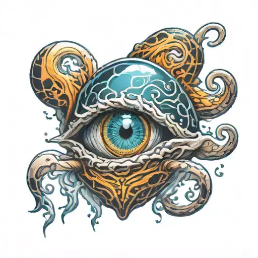 ghost coming out of shell tattoo design idea