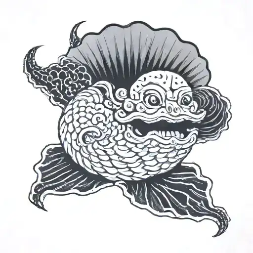 pale ghost in the sea shell tattoo design idea