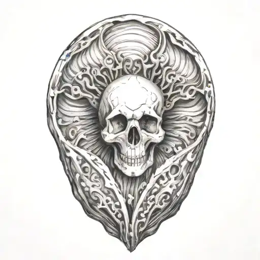 incorporeal ghost hiding in the sea shell tattoo design idea