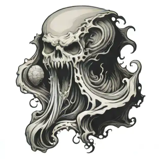 pale ghost in the sea shell tattoo design idea