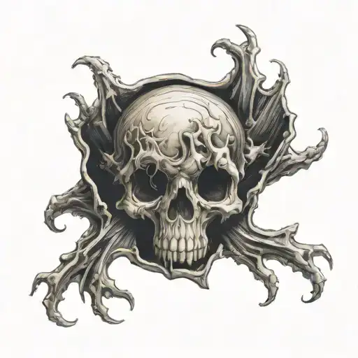 incorporeal ghost hiding in the sea shell tattoo design idea