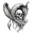 pale ghost hiding in the sea shell tattoo design idea