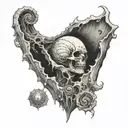 pale ghost hiding in the sea shell tattoo design idea