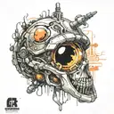 ghost coming out of shell cyberpunk tattoo design idea