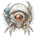 ghost coming out of shell cyberpunk tattoo design idea