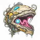 ghost coming out of shell cyberpunk tattoo design idea