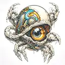 ghost coming out of shell cyberpunk tattoo design idea