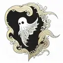 pale ghost in the sea shell tattoo design idea