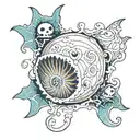 pale ghost in the sea shell tattoo design idea