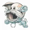 pale ghost in the sea shell tattoo design idea