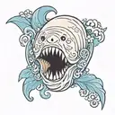 pale ghost in the sea shell tattoo design idea