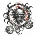 lovecraftian eldritch sun tattoo design idea