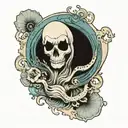 pale ghost in the sea shell tattoo design idea