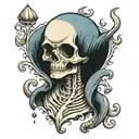 pale ghost in the sea shell tattoo design idea