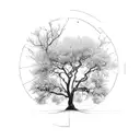 a tree thats half dead half alive tattoo design idea