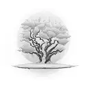 a tree thats half dead half alive tattoo design idea
