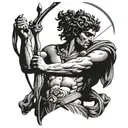 greek god apollo holding bow and arrow tattoo design idea